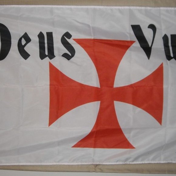 Deus Vult 3'x5' White Horizontal Flag Banner Crusades Templar Teutonic Knights - Picture 2 of 2